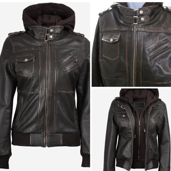 Jackets & Blazers - Distressed Style 100% Leather Bomber Jacket – New